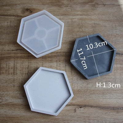 Molde de silicone concreto para vasos de flores hexagonais para plantas suculentas, caneta redonda, recipiente, gesso, molde de gesso, moldes de argila de cimento