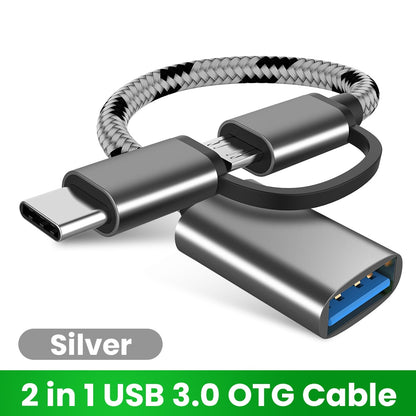 2 em 1 USB 3.0 OTG Cable Type C Micro usb to USB 3.0 Adapter USB-C Data Transfer Cable for Samsung Xiaomi Huawei Type-C Phone