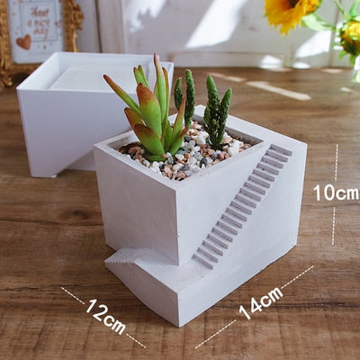 Molde de silicone concreto para vasos de flores hexagonais para plantas suculentas, caneta redonda, recipiente, gesso, molde de gesso, moldes de argila de cimento