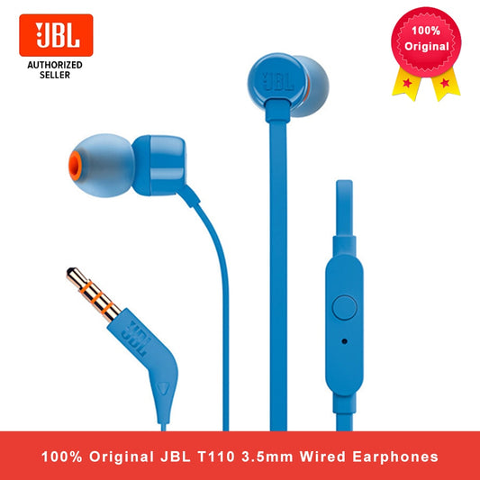 JBL T110 Fones de ouvido com fio de 3,5 mm Estéreo Fones de ouvido com graves profundos Fones de ouvido para esportes Controle em linha Mãos livres com microfone