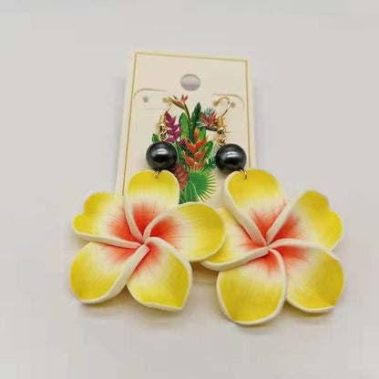 Brincos pendentes de coco havaiano, moda, feitos à mão, de polímero macio, plumeria, brincos, joias da moda, 2021, para mulheres, meninas