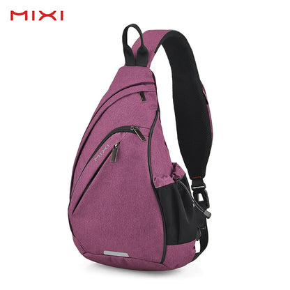 Mochila feminina Mixi bolsa de ombro única 17 19 polegadas com porta de carregamento USB à prova d'água roxo