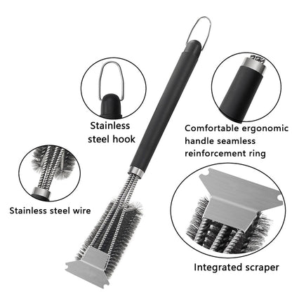 Churrasqueira kit de churrasco escova de limpeza ferramentas de cozinha de aço inoxidável acessórios de cozinha cerdas de arame escovas de limpeza triangular