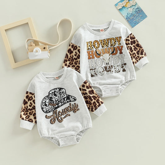 Bebê primavera outono roupas criança recém-nascido bebê menino menina gado leopardo impressão de letras patchwork macacão macacão macacão roupas