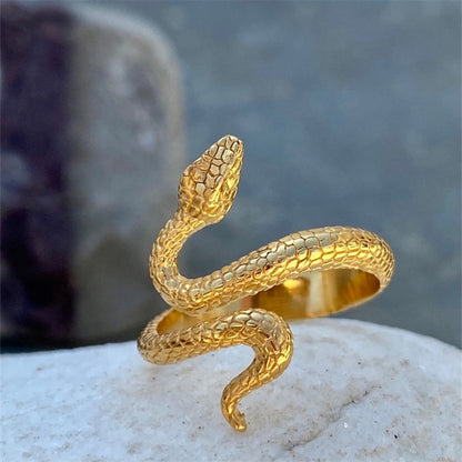 Moda da moda anel de serpente longo torcido moda glamour feminino anel aberto de metal festa jóias dropshipping