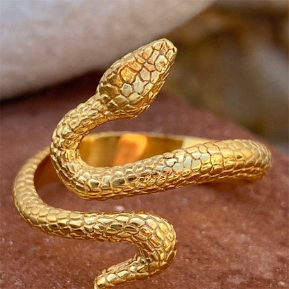 Moda da moda anel de serpente longo torcido moda glamour feminino anel aberto de metal festa jóias dropshipping