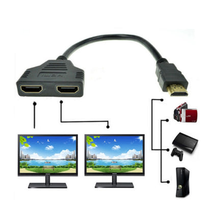 1 To 2 split Double Signal Adapter Convert Cable for Video TV HDTV Slim and Compact , Easy To Storage and Carry compatible